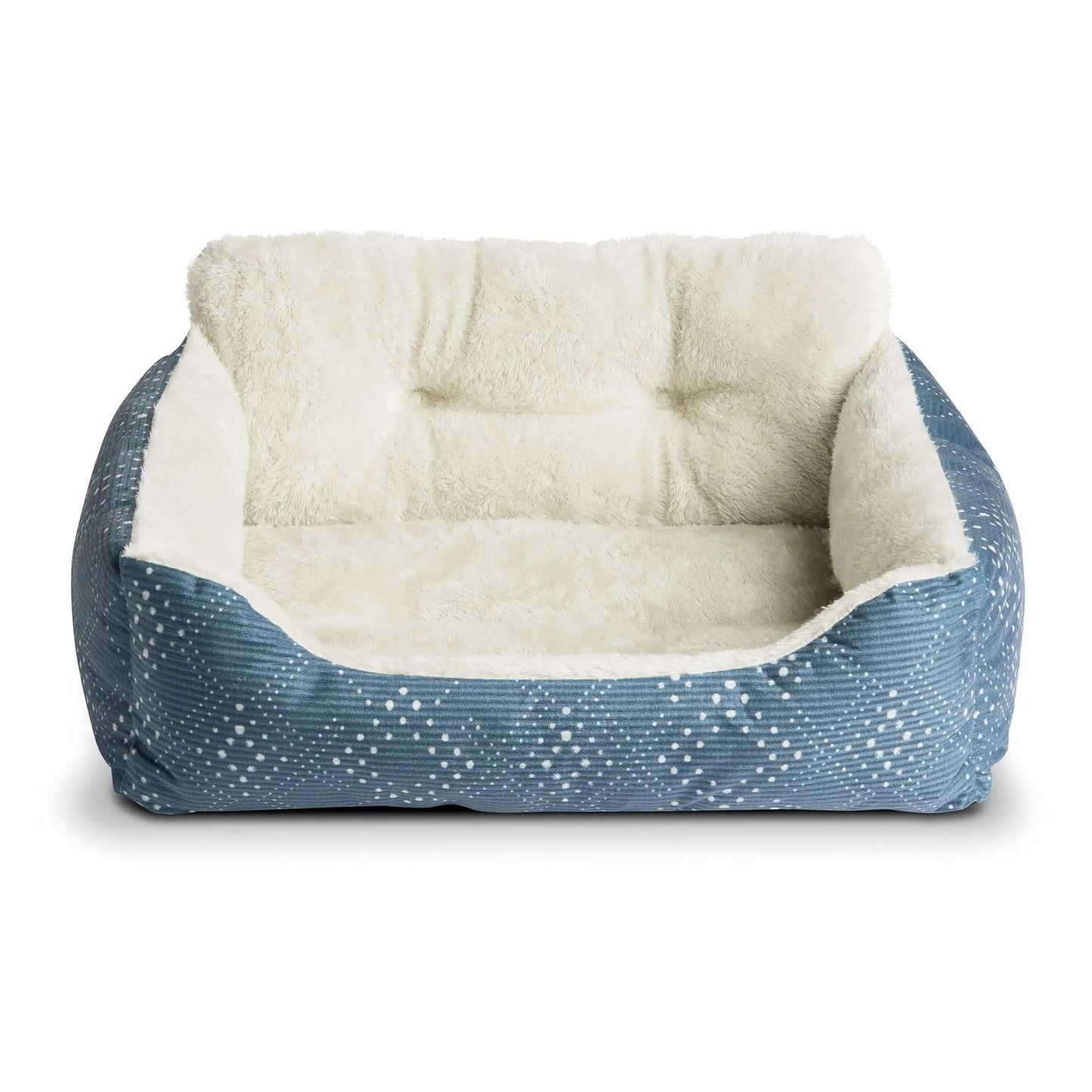 Plush Bolster Dog Bed for Small Dogs, 21" x 17", Blue