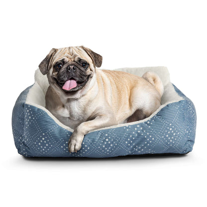 Plush Bolster Dog Bed for Small Dogs, 21" x 17", Blue