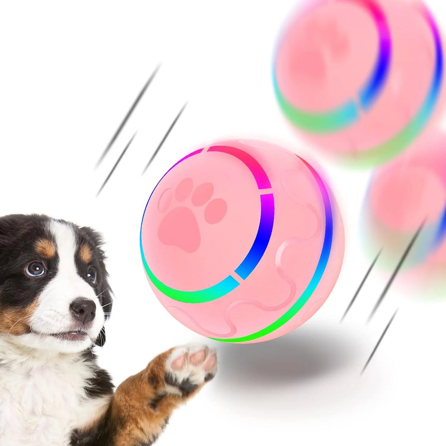 Interactive LED Rolling Ball for Dogs - Durable, Motion-Activated, USB Rechargeable Toy for Small to Medium Breeds, BPA-Free