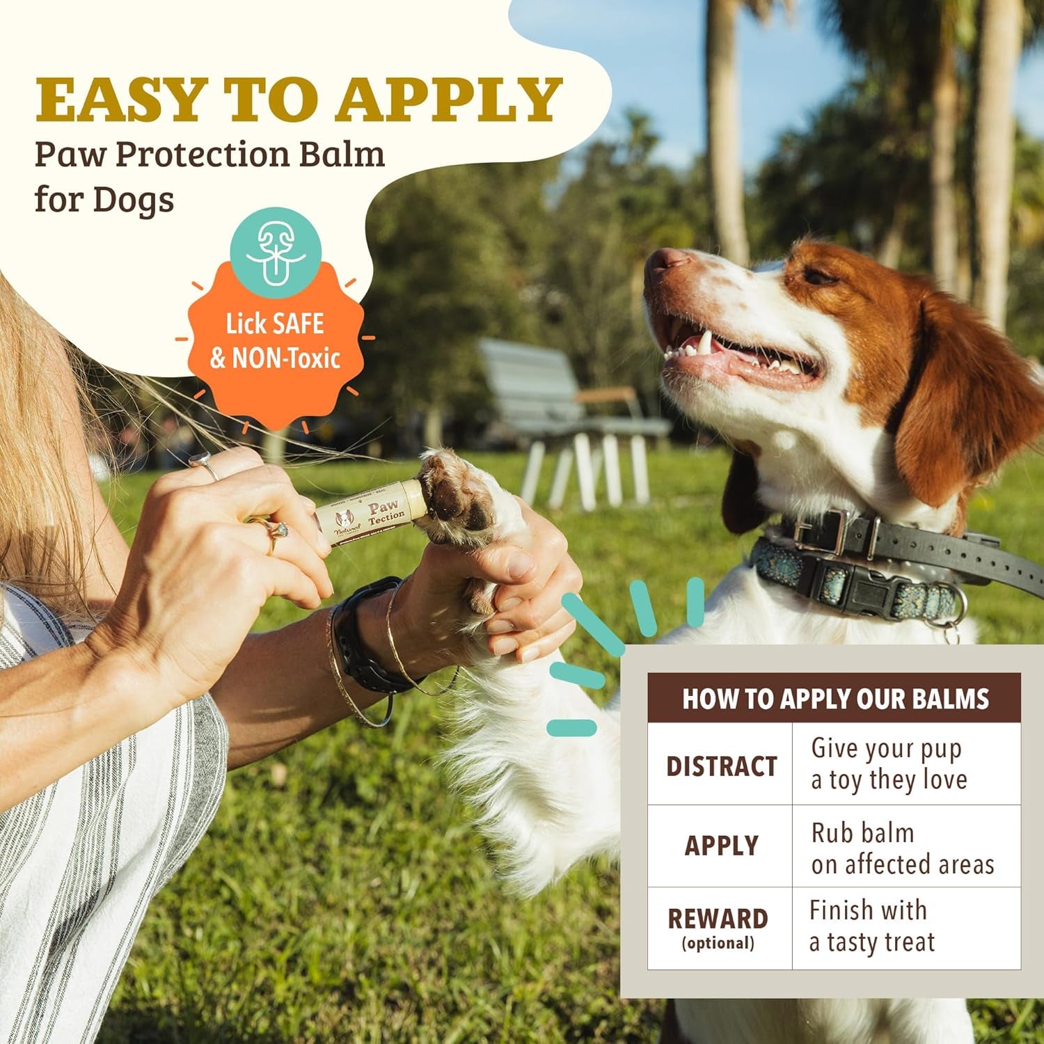 Pawtection Balm - Natural, Safe & Lick-Safe Formula for Hot Pavement, Dry Cracked Paws & Rough Terrain - 0.15 Oz Stick