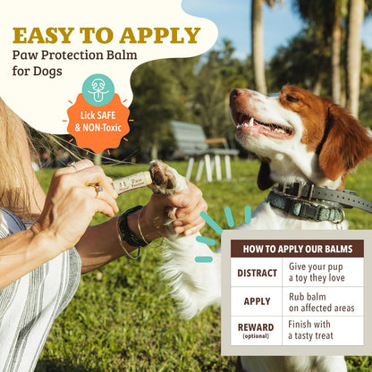 Pawtection Balm - Natural, Safe & Lick-Safe Formula for Hot Pavement, Dry Cracked Paws & Rough Terrain - 0.15 Oz Stick