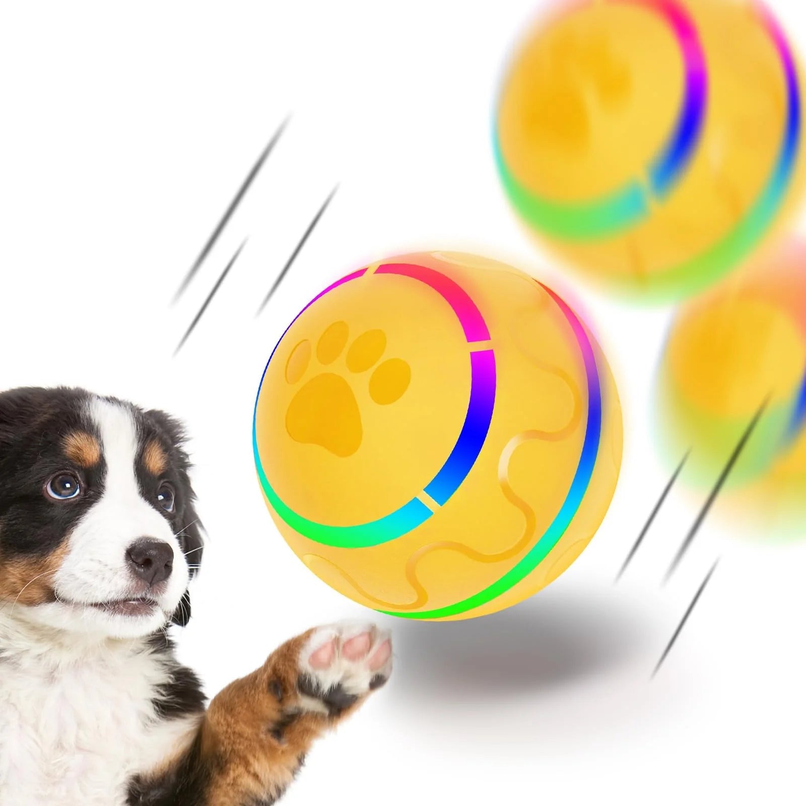 Interactive LED Rolling Ball for Dogs - Durable, Motion-Activated, USB Rechargeable Toy for Small to Medium Breeds, BPA-Free