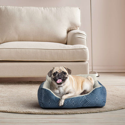 Plush Bolster Dog Bed for Small Dogs, 21" x 17", Blue