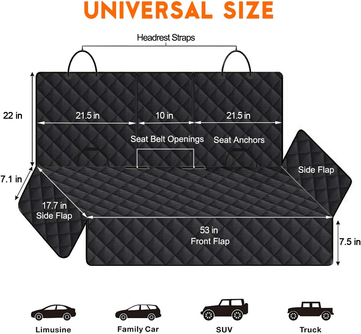 Premium Waterproof Back Seat Protector for Pets and Children - Universal Fit, Non-Slip, Scratch Resistant, and Easy to Clean - Ideal for Cars, Trucks, and SUVs - Black
