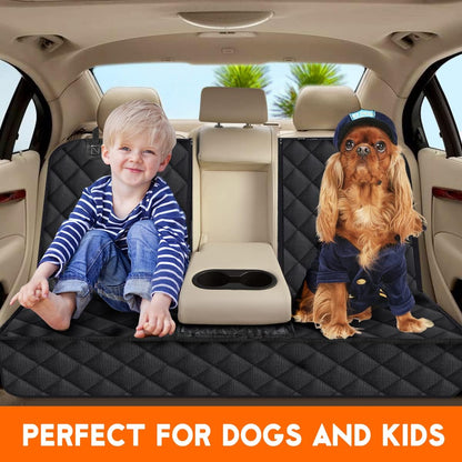 Premium Waterproof Back Seat Protector for Pets and Children - Universal Fit, Non-Slip, Scratch Resistant, and Easy to Clean - Ideal for Cars, Trucks, and SUVs - Black
