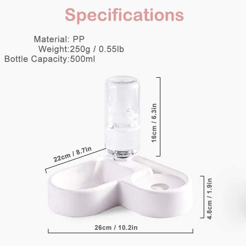 Automatic Pet Water Dispenser and Food Bowl for Cats and Dogs - Easy to Clean PP Design