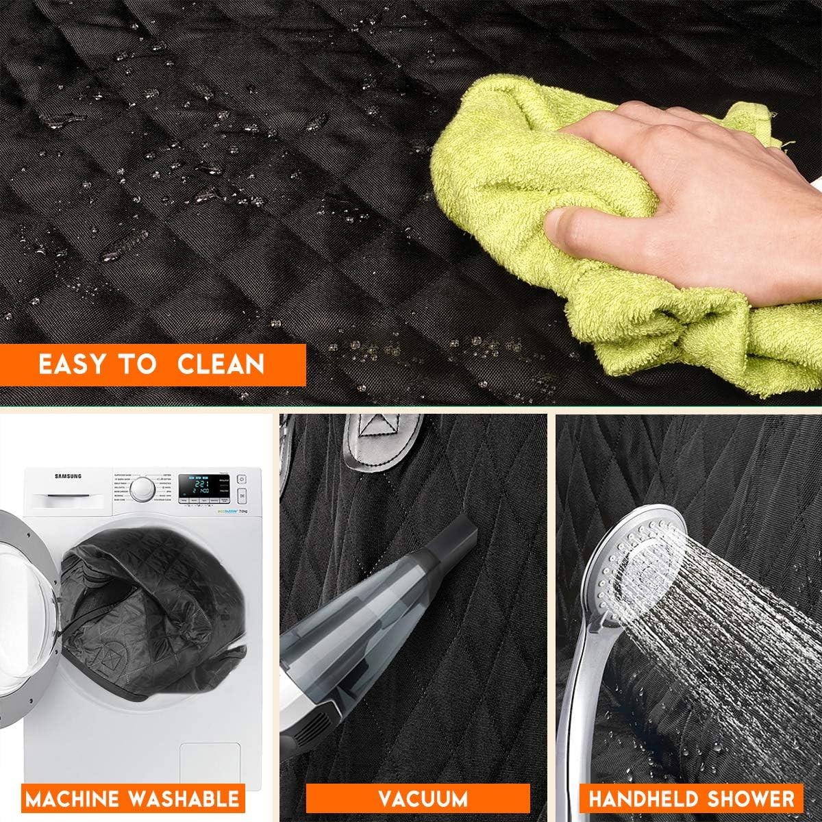 Premium Waterproof Back Seat Protector for Pets and Children - Universal Fit, Non-Slip, Scratch Resistant, and Easy to Clean - Ideal for Cars, Trucks, and SUVs - Black