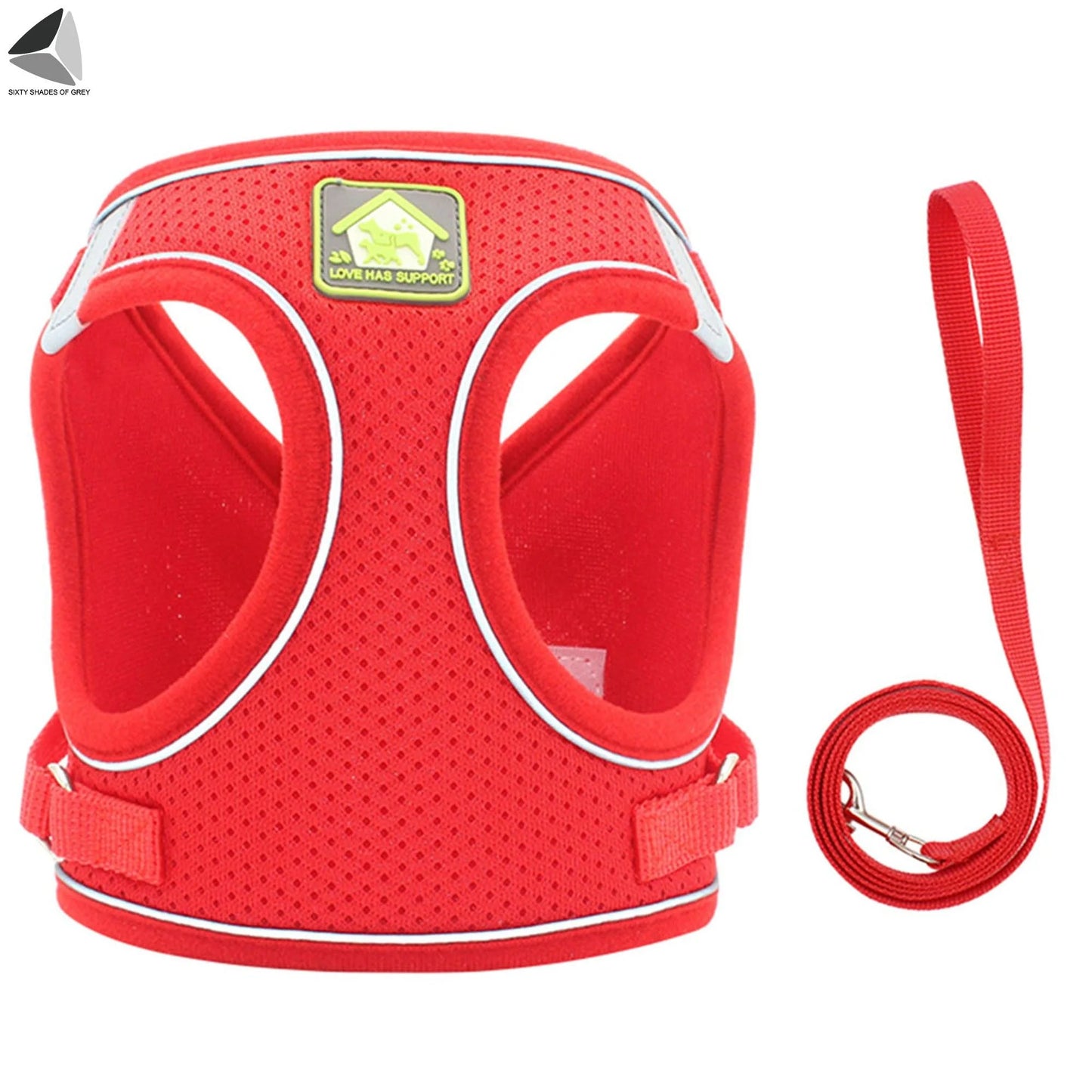 Adjustable No-Pull Dog Harness with Reflective Design and Breathable Mesh, Includes Leash for Small Dogs and Cats (XL, Red)