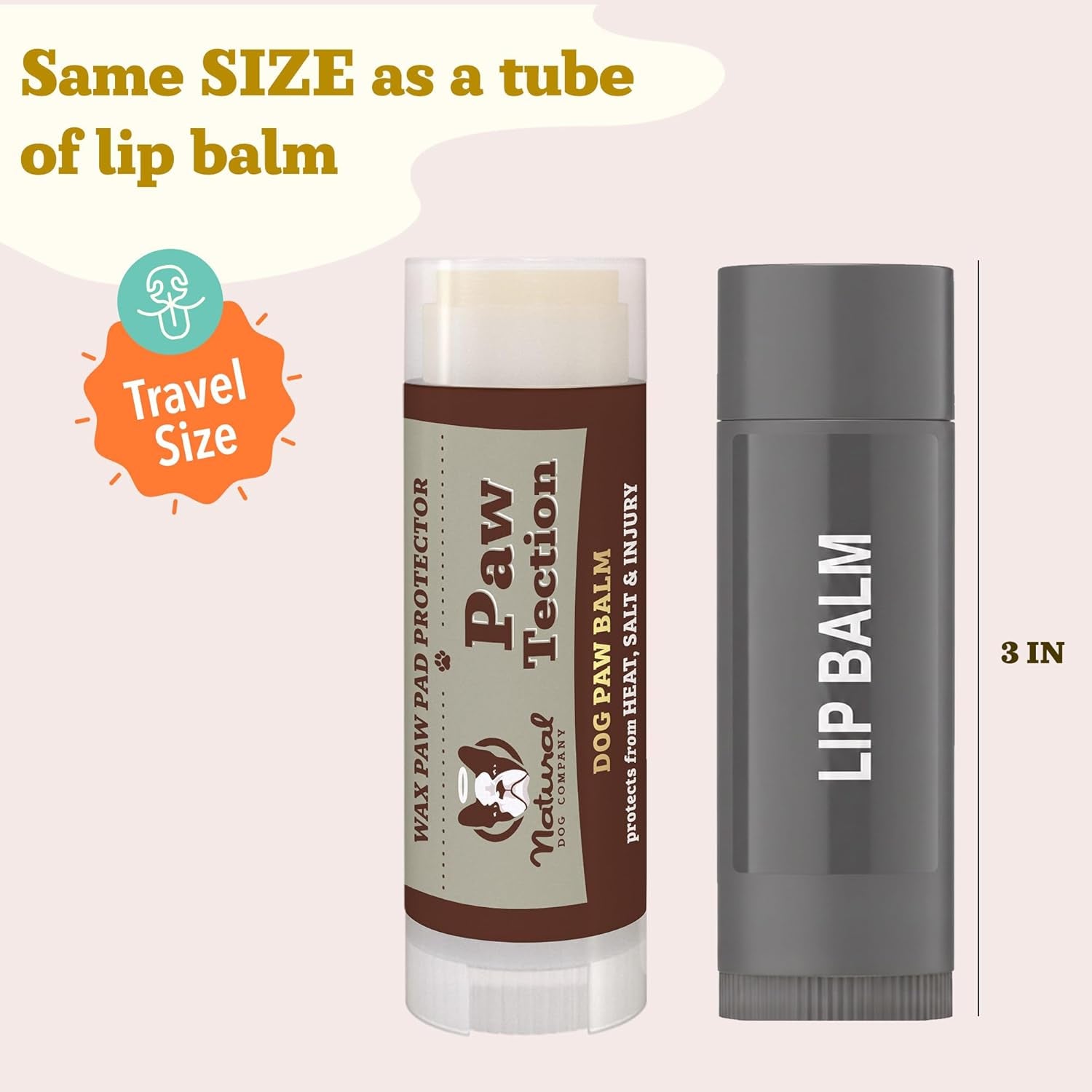 Pawtection Balm - Natural, Safe & Lick-Safe Formula for Hot Pavement, Dry Cracked Paws & Rough Terrain - 0.15 Oz Stick